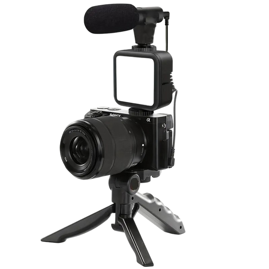 Portable Vlogging Kit with Microphone, LED Fill Light & Phone Grip – Content Creator Starter Set